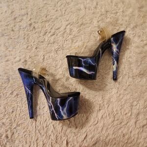 Pleaser Black and Blue Lightning Heels